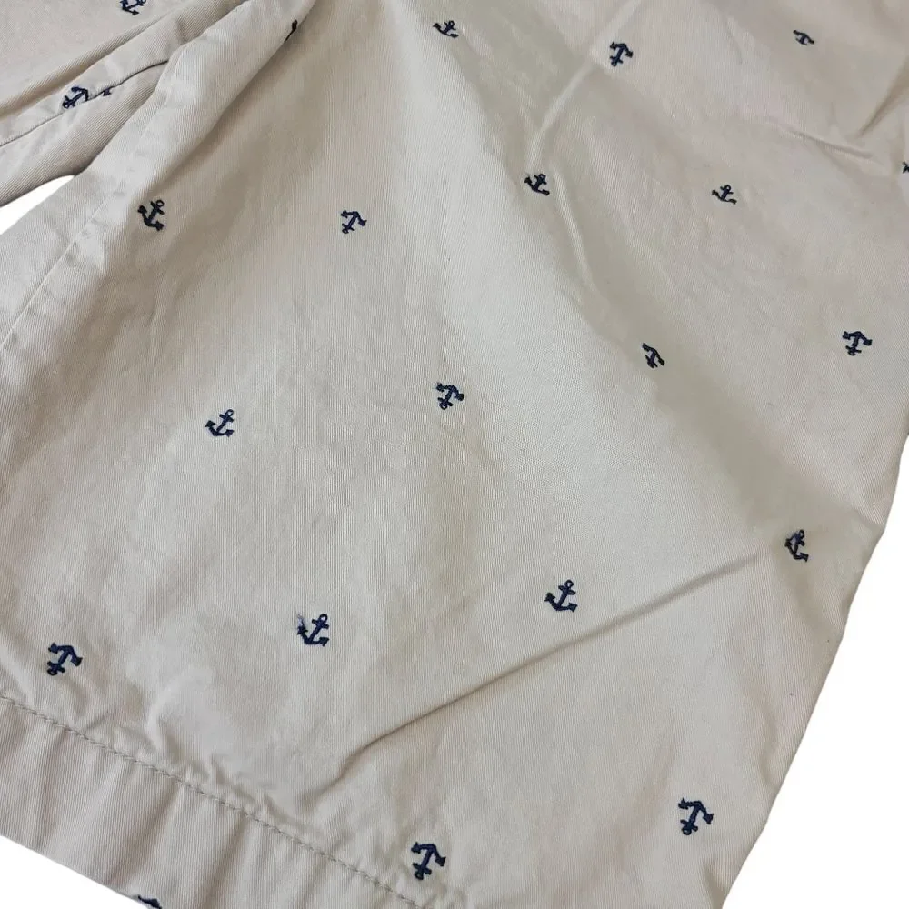OshKosh B'gosh Boys Adjustable Waistband Embroidered Nautical Beige Shorts 12